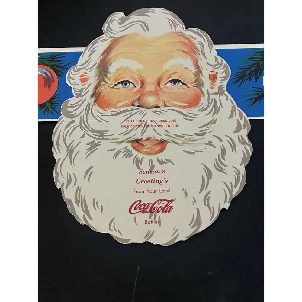 Vintage Coca Cola Santa Face Mask Christmas Advertising Cardboard Paper Mask USA